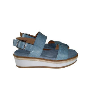 Baretraps Womens Slingback Sandal Blue Leather Crocodile Skin Open Toe Size 7.5M